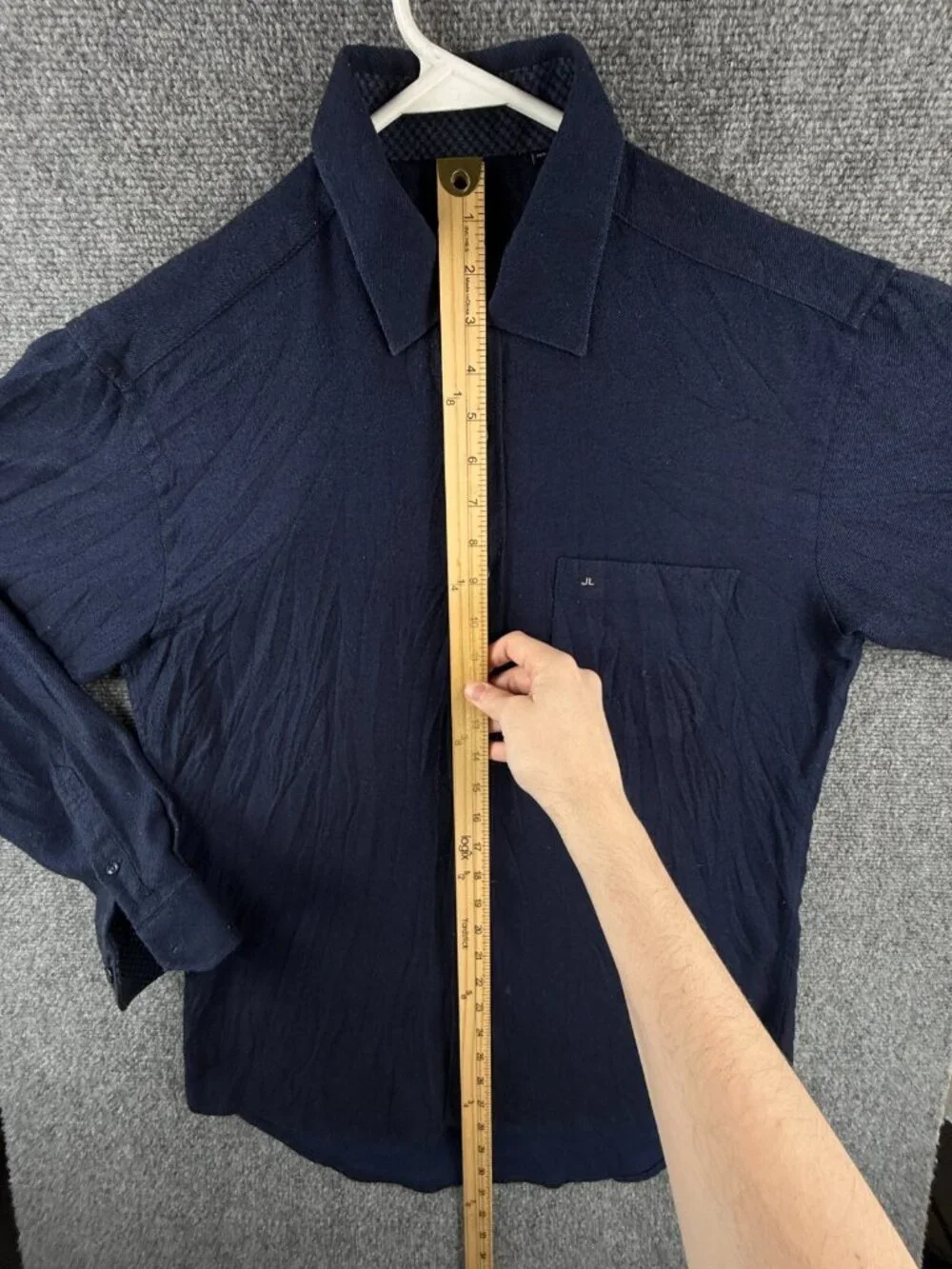 Lanvin Collection Dark Blue Flannel Soft Button Up Shirt Long Sleeve Size 100